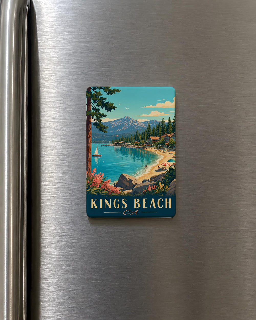 Kings Beach CA Fridge Magnet, Lake Tahoe California Souvenir Magnet, Kings Beach Vacation Travel Keepsake Gift