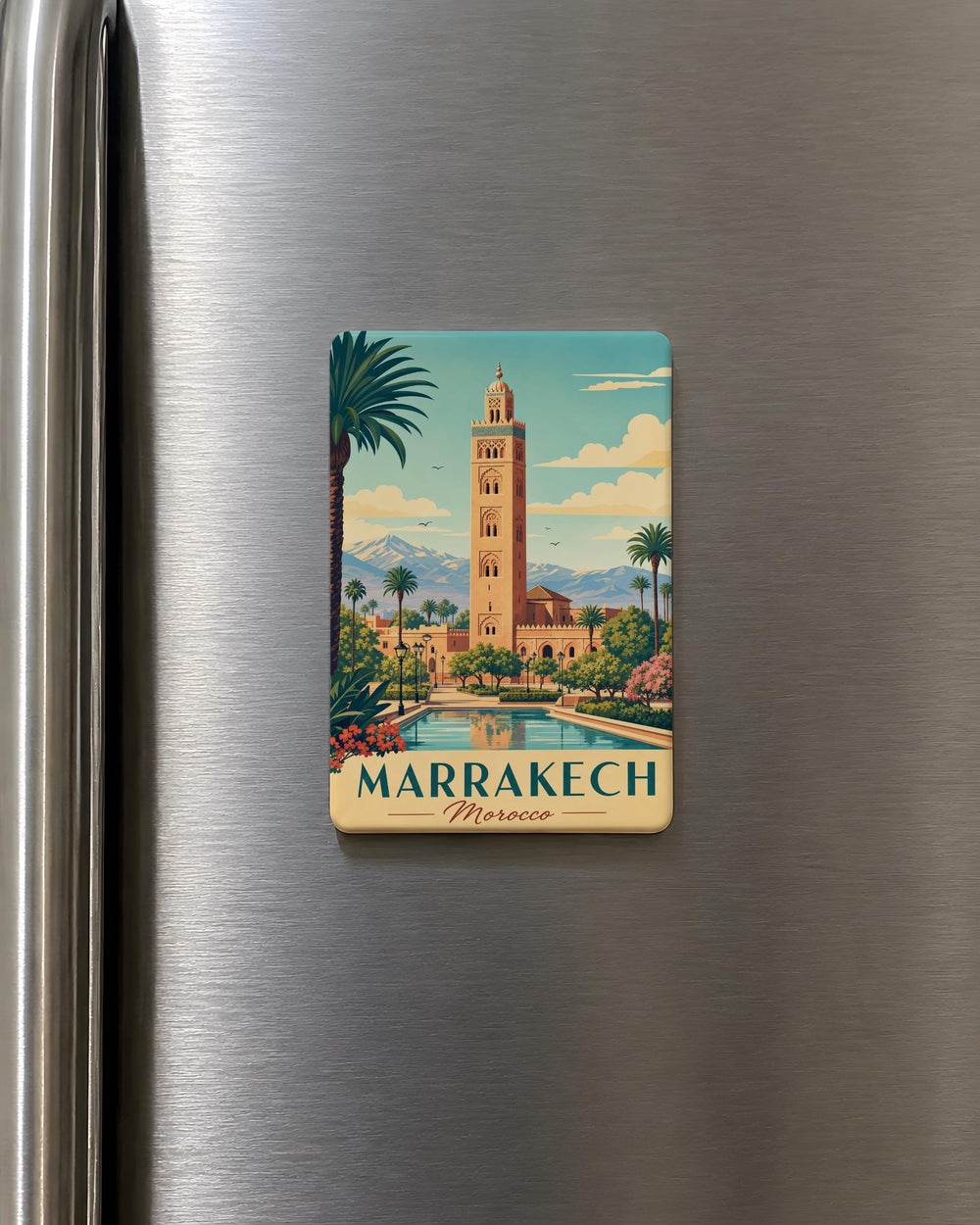 Koutoubia Mosque Fridge Magnet, Marrakech Morocco Landmark Souvenir Magnet, Islamic Architecture Travel Gift