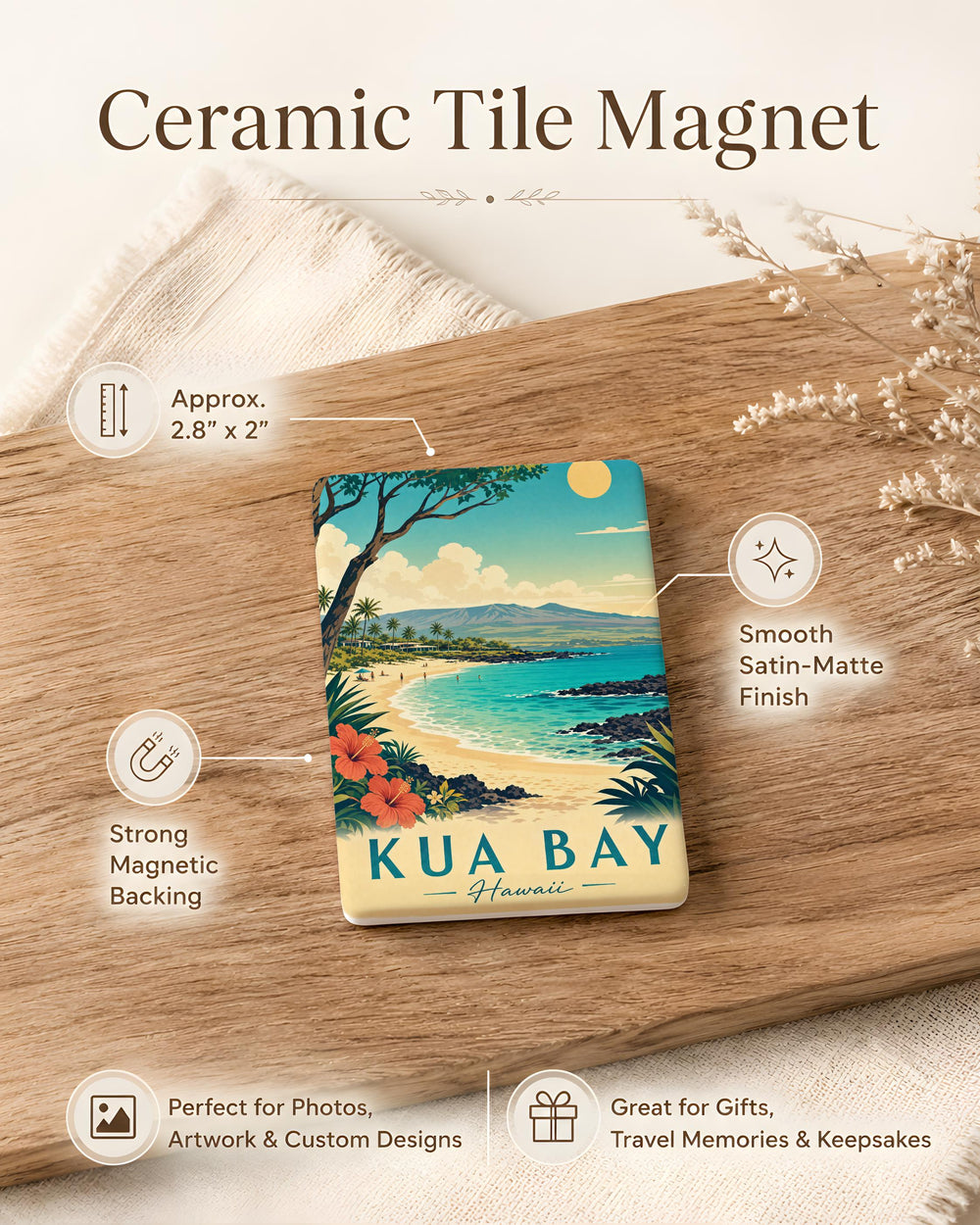 Kua Bay Hawaii Fridge Magnet, Kua Bay Beach Souvenir Magnet, Big Island Coastal Scene Magnet, Vacation Travel Keepsake Magnet