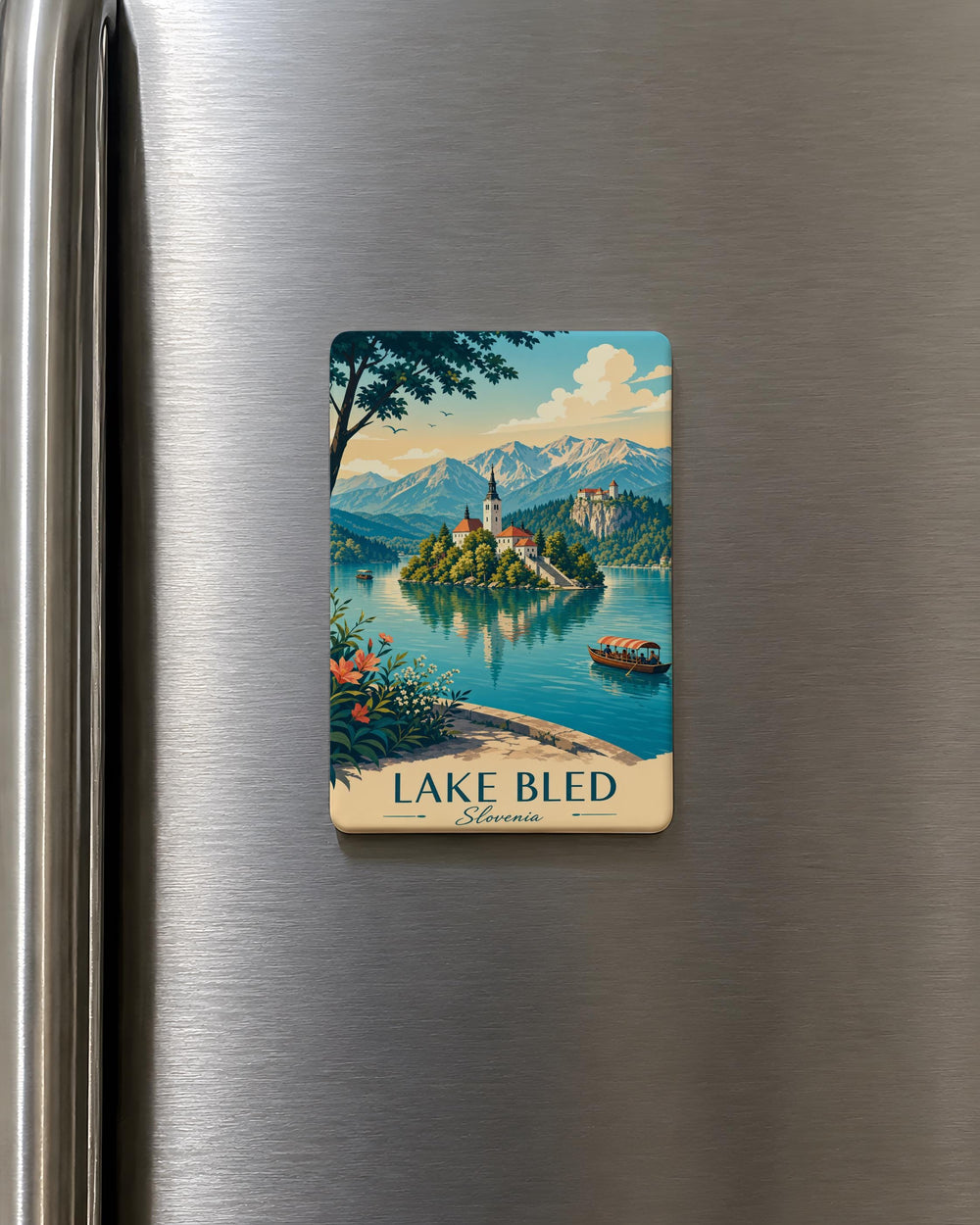Lake Bled Slovenia Fridge Magnet, Bled Island Church & Castle Souvenir Magnet, Slovenian Travel Keepsake Gift