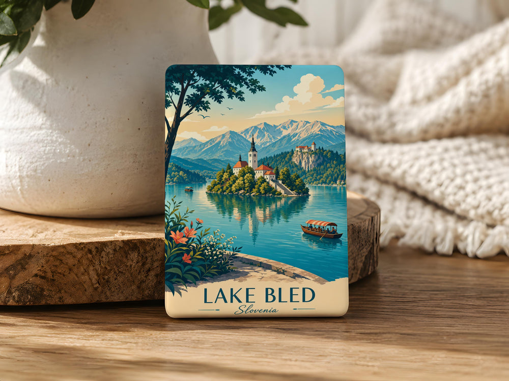 Lake Bled Slovenia Fridge Magnet, Bled Island Church & Castle Souvenir Magnet, Slovenian Travel Keepsake Gift