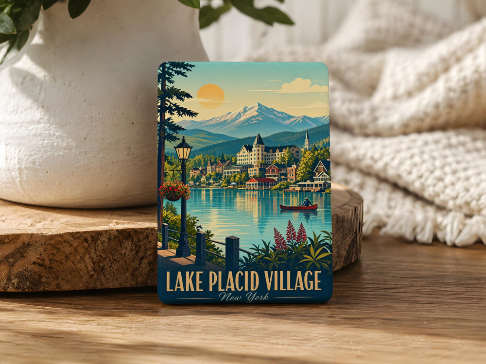 Lake Placid Village NY Fridge Magnet, Adirondack Mountains Souvenir, New York Travel Keepsake, Lake Placid Gift