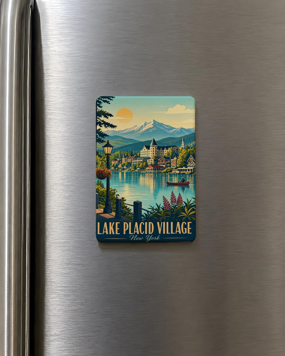 Lake Placid Village NY Fridge Magnet, Adirondack Mountains Souvenir, New York Travel Keepsake, Lake Placid Gift