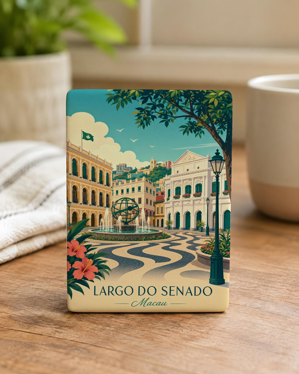 Largo do Senado Fridge Magnet, Macau Senado Square Landmark Souvenir Magnet, Travel Gift, City Scene Magnet