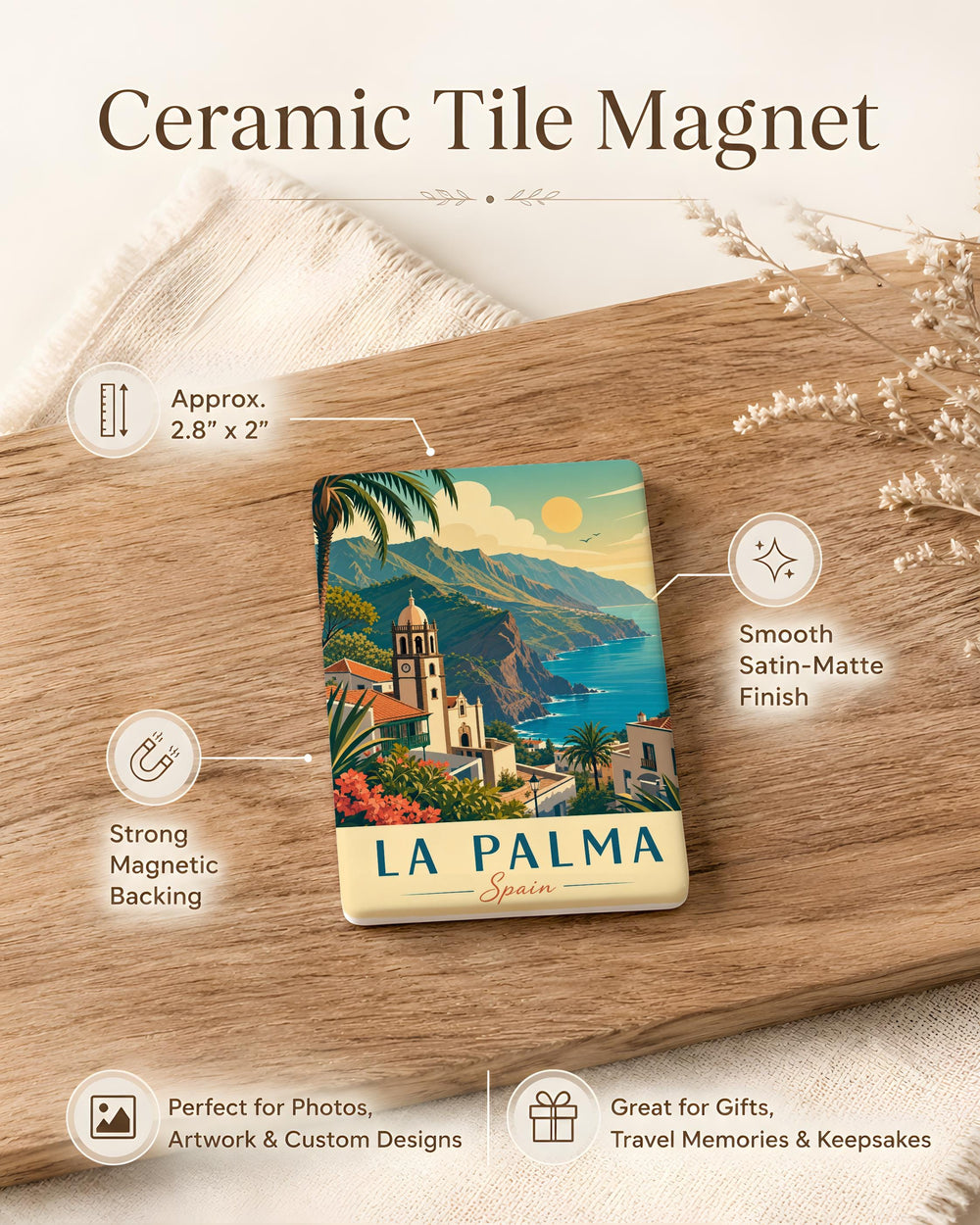La Palma Spain Fridge Magnet, La Palma Island Souvenir Magnet, Canary Islands Travel Magnet, Spain Vacation Keepsake Magnet