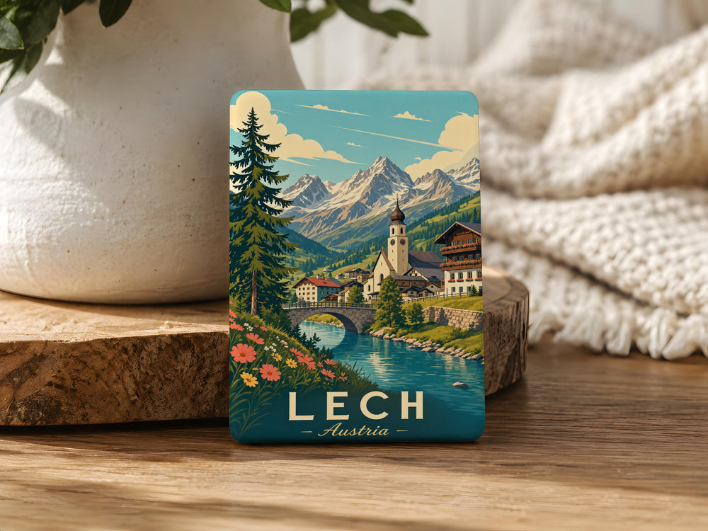 Lech Austria Fridge Magnet, Lech am Arlberg Souvenir Magnet, Austrian Alps Travel Gift, Tirol Mountain Town Keepsake Magnet