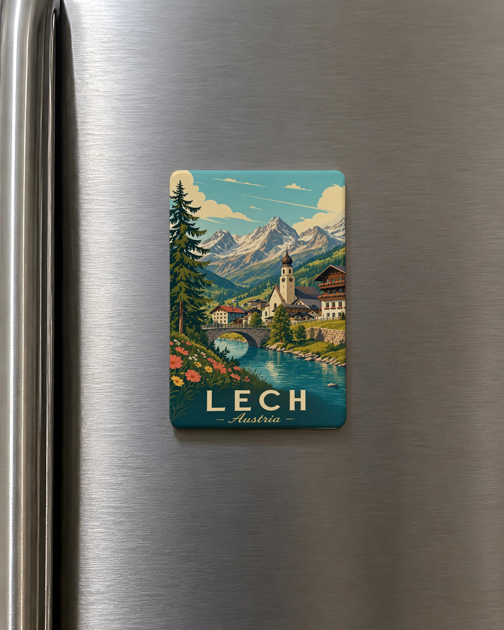 Lech Austria Fridge Magnet, Lech am Arlberg Souvenir Magnet, Austrian Alps Travel Gift, Tirol Mountain Town Keepsake Magnet