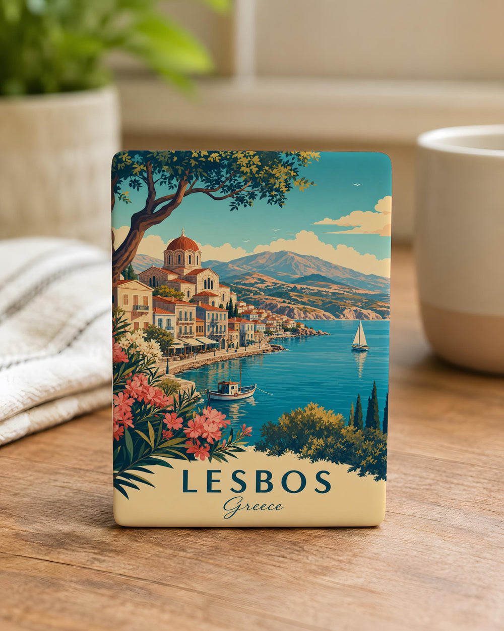 Lesbos Greece Fridge Magnet, Lesvos Island Souvenir Magnet, Greek Island Travel Keepsake, Aegean Sea Vacation Gift