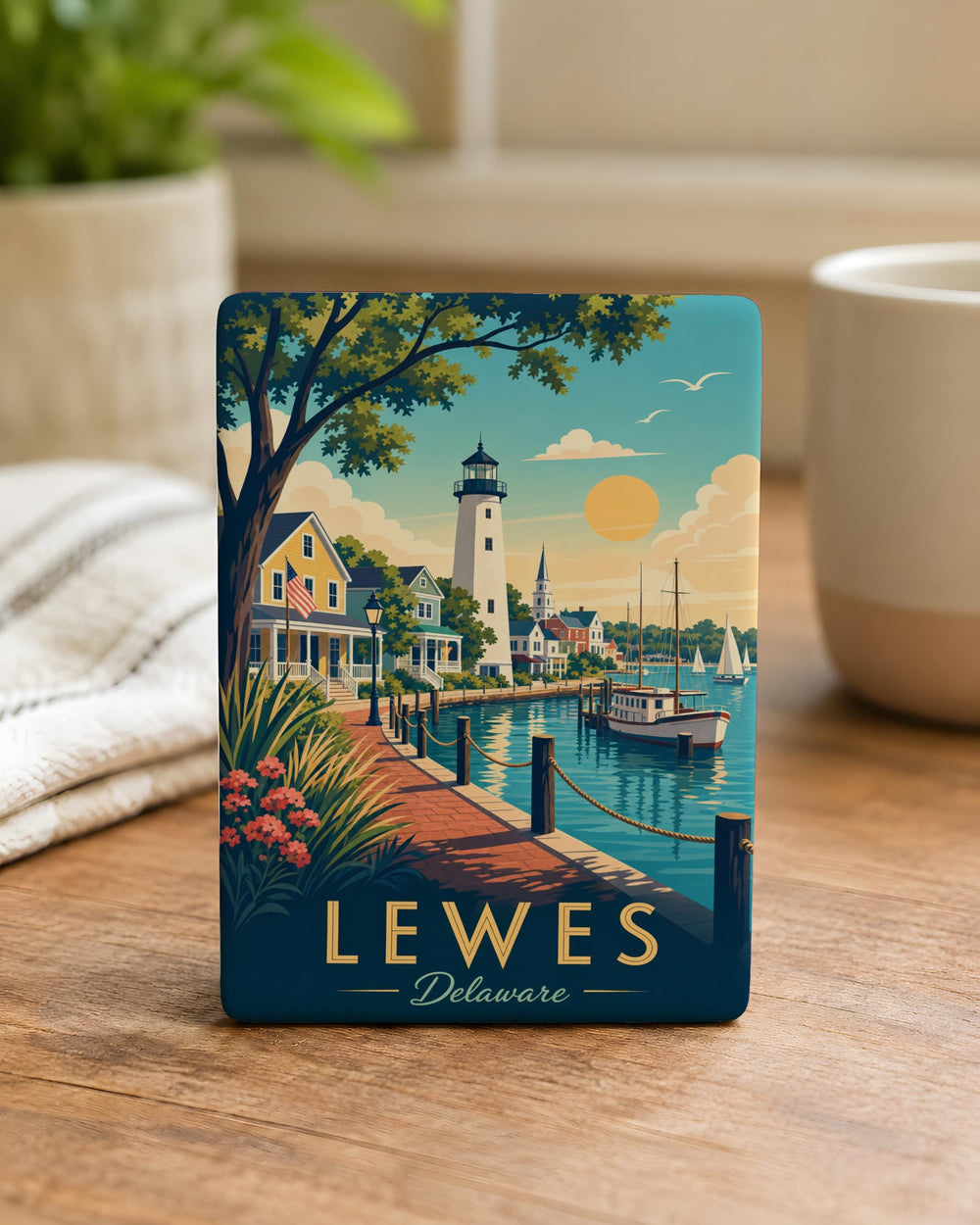 Lewes Delaware Fridge Magnet, Lewes DE Souvenir Magnet, Delaware Beach Town Travel Gift, Coastal Vacation Keepsake Magnet