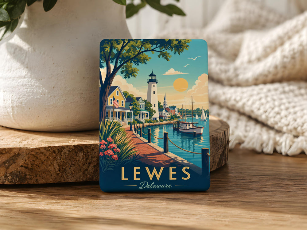 Lewes Delaware Fridge Magnet, Lewes DE Souvenir Magnet, Delaware Beach Town Travel Gift, Coastal Vacation Keepsake Magnet