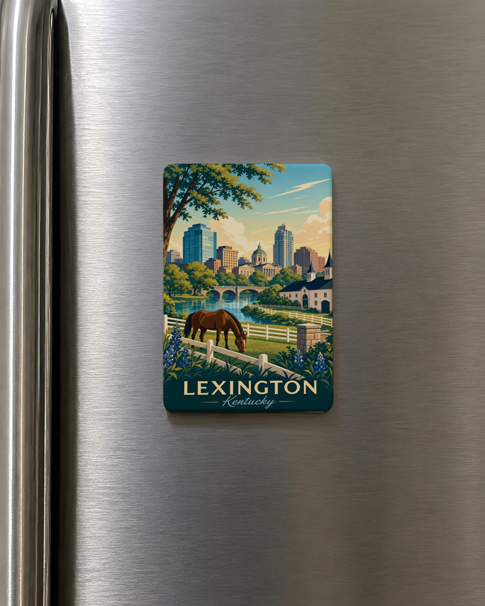 Lexington Kentucky Fridge Magnet, Lexington KY Souvenir Magnet, Kentucky Travel Gift, Lexington City Landmark Magnet