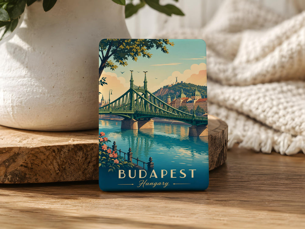 Liberty Bridge Budapest Fridge Magnet, Hungarian Landmark Souvenir Magnet, Budapest Travel Gift, Danube River Bridge Magnet