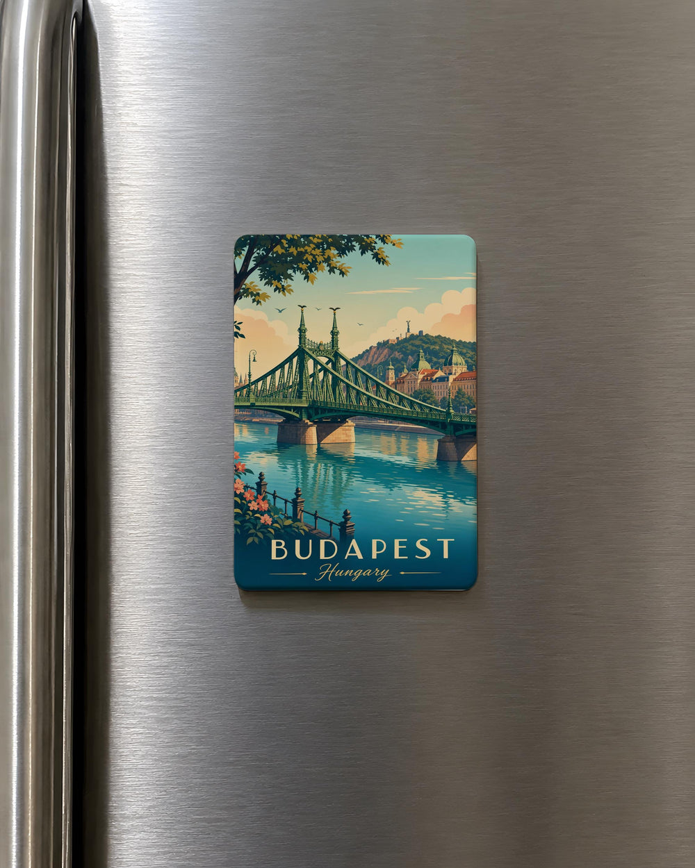 Liberty Bridge Budapest Fridge Magnet, Hungarian Landmark Souvenir Magnet, Budapest Travel Gift, Danube River Bridge Magnet