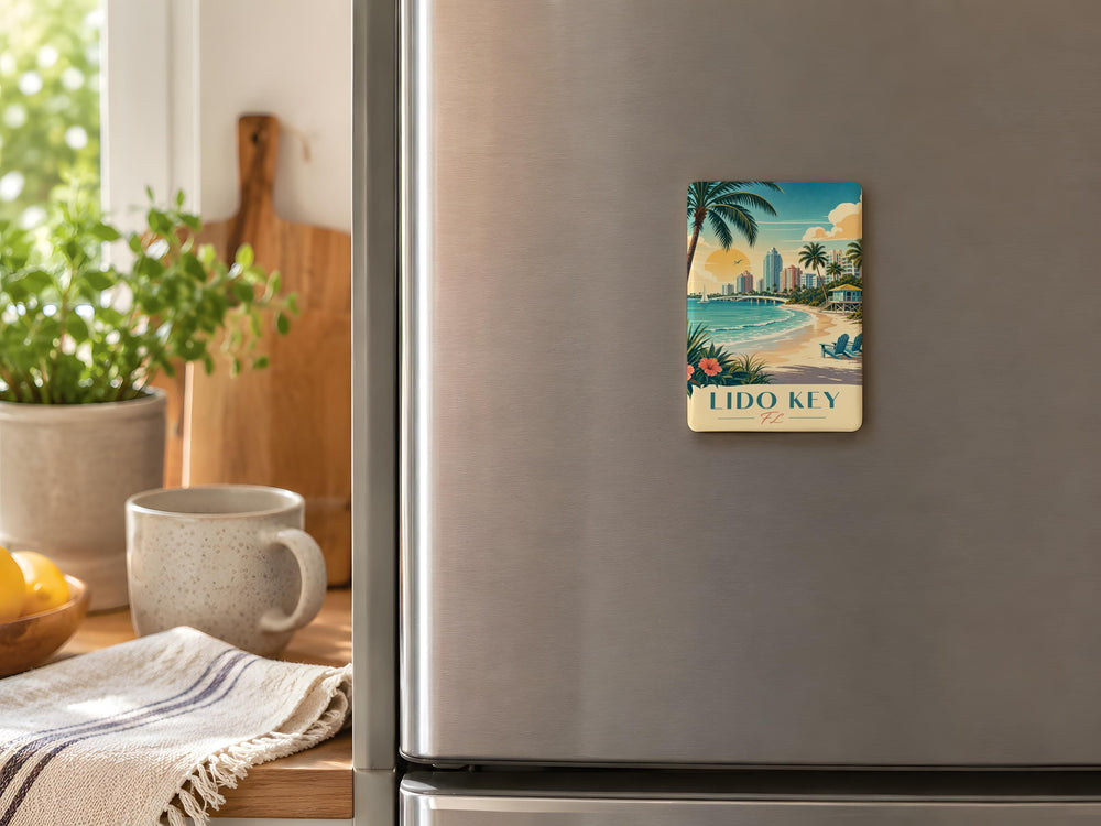 Lido Key Florida Fridge Magnet, Lido Key FL Souvenir Magnet, Sarasota Beach Gift, Coastal Vacation Keepsake Magnet