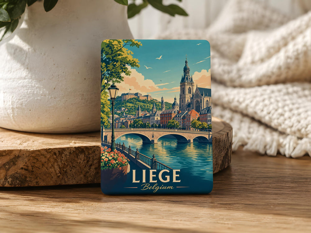 Liege Belgium Fridge Magnet, Liege Souvenir Magnet, Belgium Travel Keepsake, Liege City Landmark Refrigerator Magnet