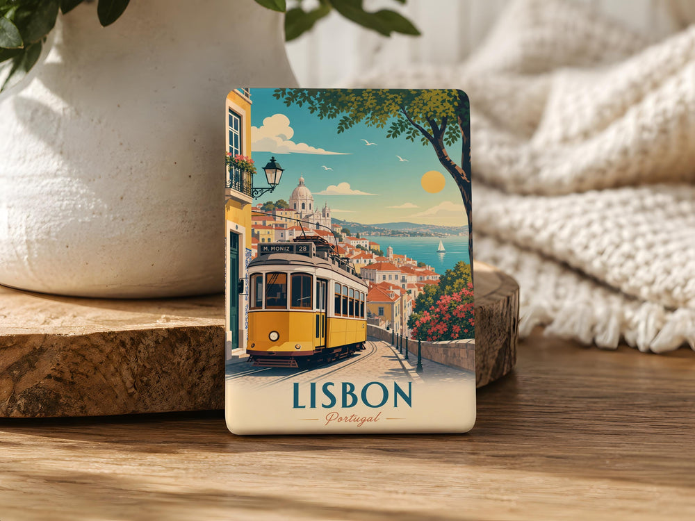 Lisbon Tram Fridge Magnet, Portugal Streetcar Souvenir Magnet, Lisbon Travel Gift, European City Landmark Magnet
