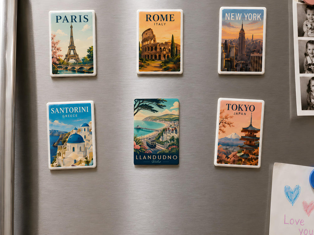 Llandudno Wales Fridge Magnet, Great Orme Tramway, Victorian Seaside Town Souvenir, North Wales Travel Keepsake Magnet