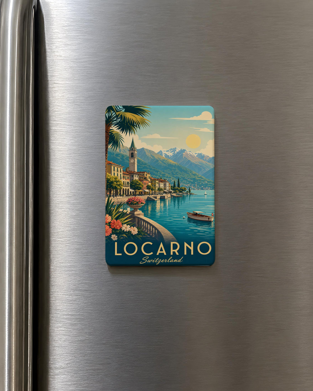 Locarno Switzerland Fridge Magnet, Locarno Travel Souvenir Magnet, Swiss Alps Lake Maggiore Locarno Magnet Gift