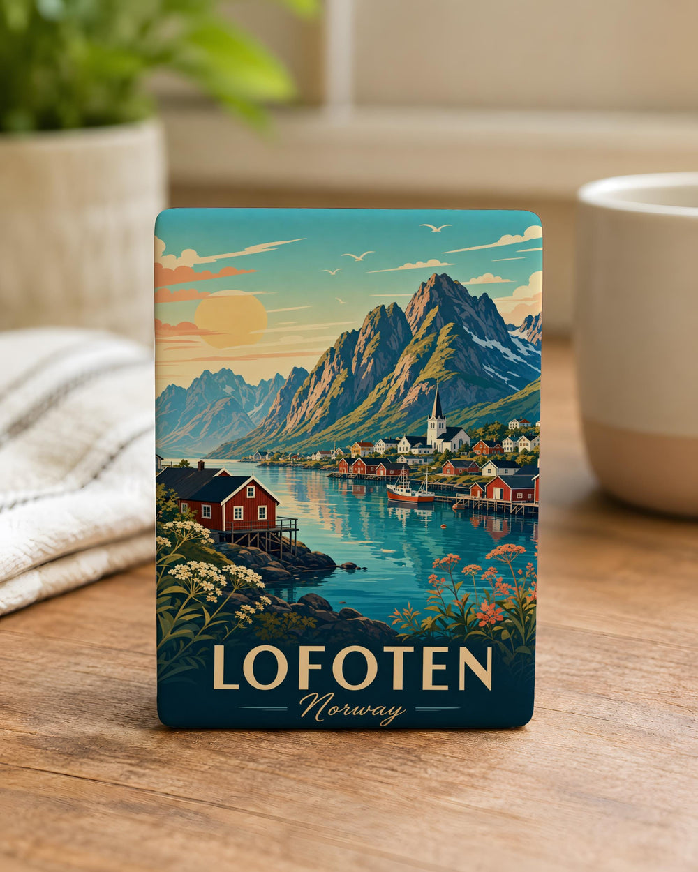 Lofoten Norway Fridge Magnet, Lofoten Islands Souvenir Magnet, Norwegian Arctic Landscape Travel Keepsake Magnet