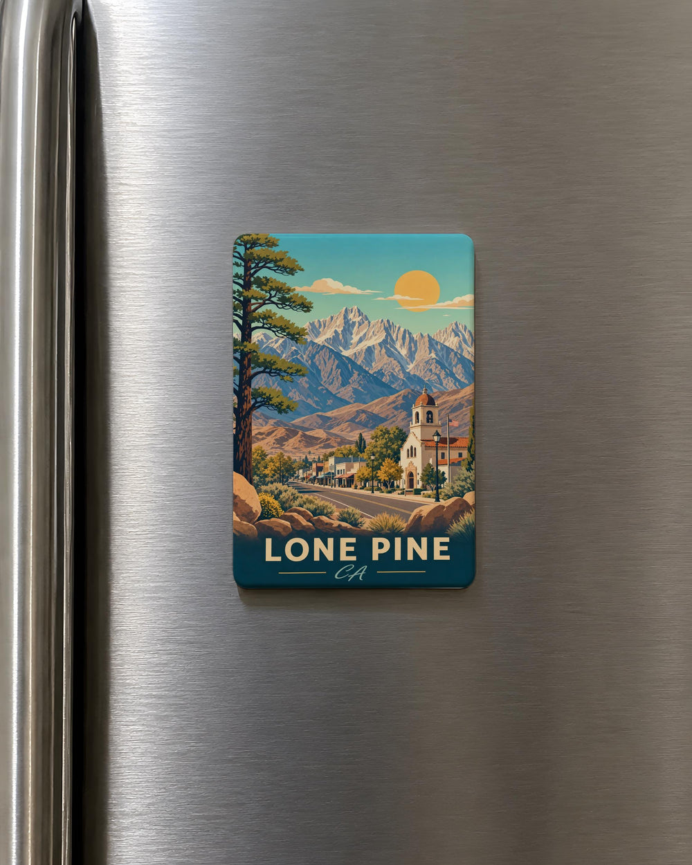 Lone Pine CA Fridge Magnet, California Souvenir Magnet, Eastern Sierra Mountains Travel Gift, Lone Pine Town Keepsake Magnet