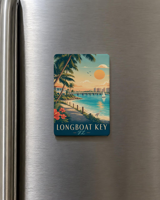 Longboat Key Florida Fridge Magnet, Longboat Key FL Souvenir Magnet, Coastal Gulf Beach Town Travel Keepsake Gift