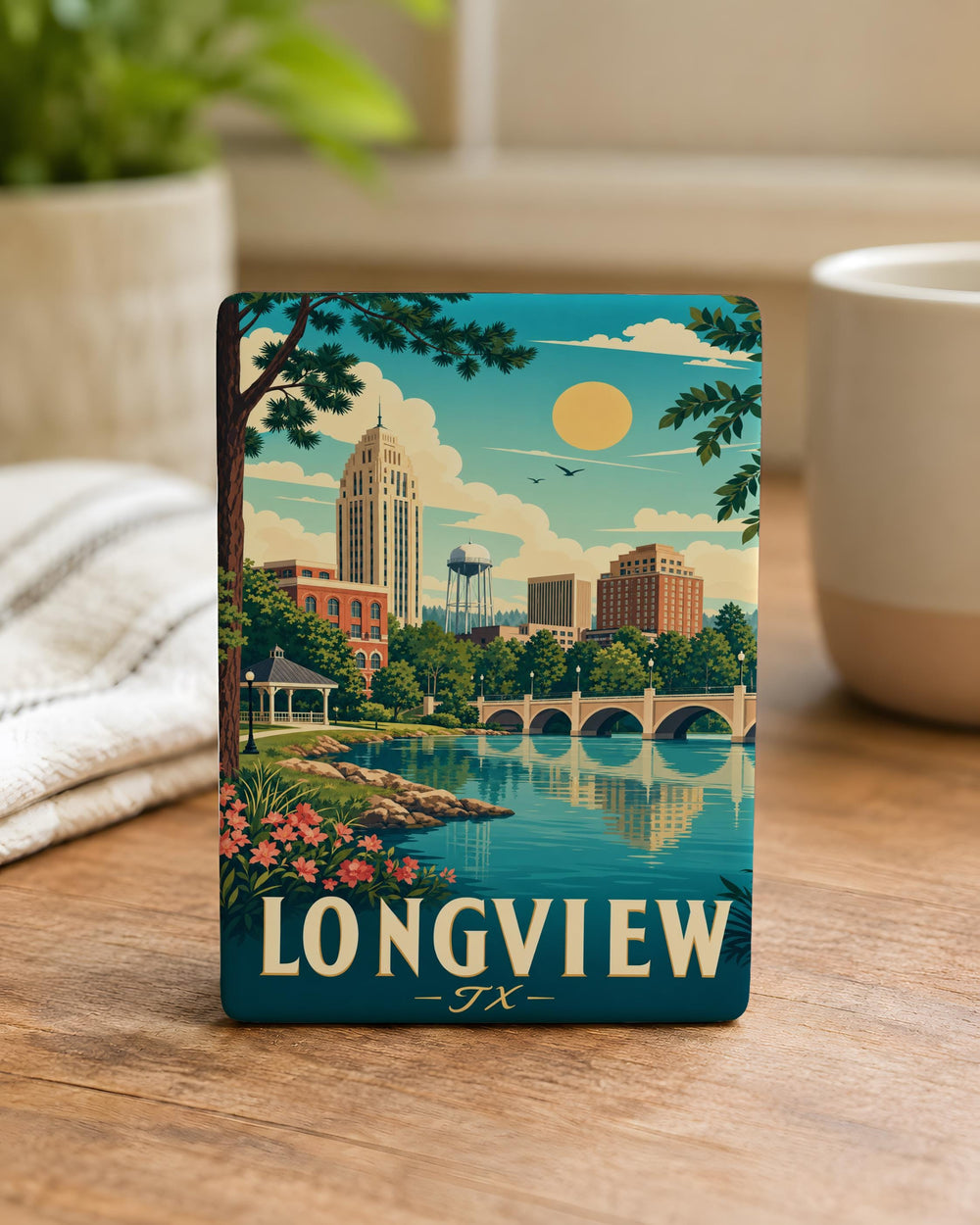 Longview TX Fridge Magnet, Longview Texas Souvenir Magnet, East Texas Travel Gift, Longview Landmark Keepsake Magnet