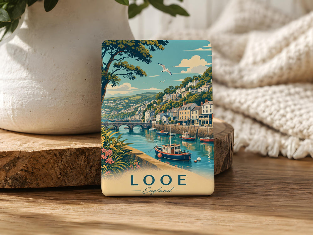 Looe England Fridge Magnet, Looe Cornwall Souvenir Magnet, Coastal Town Travel Keepsake, UK Seaside Gift, Looe Landmark Magnet