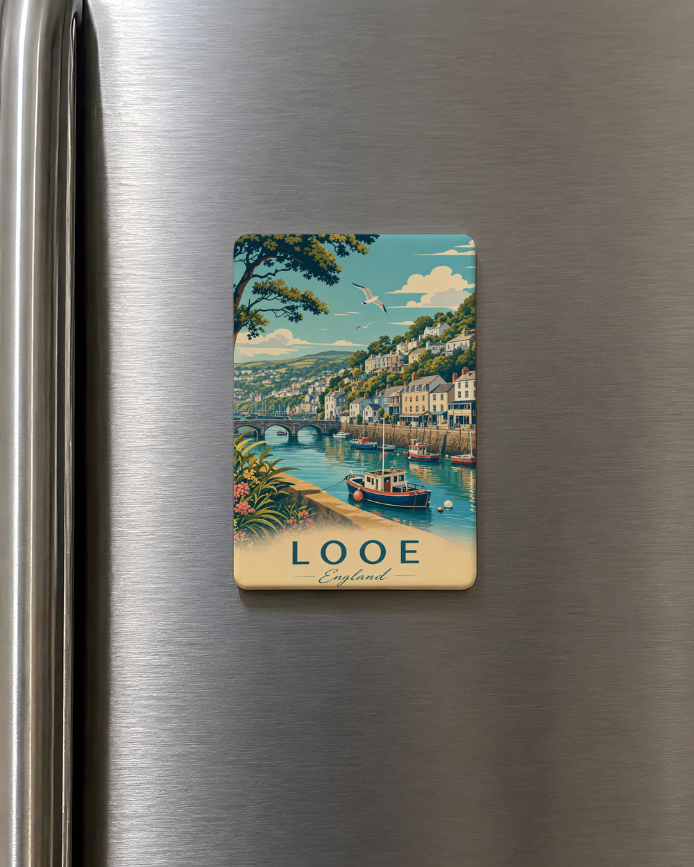 Looe England Fridge Magnet, Looe Cornwall Souvenir Magnet, Coastal Town Travel Keepsake, UK Seaside Gift, Looe Landmark Magnet
