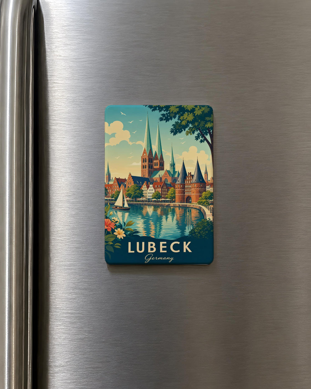 Lubeck Germany Fridge Magnet, Lübeck Skyline Souvenir Magnet, German Travel Gift, Historic Lübeck Landmark Magnet