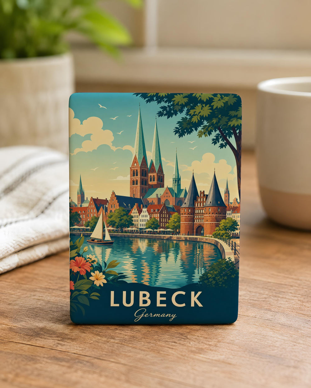 Lubeck Germany Fridge Magnet, Lübeck Skyline Souvenir Magnet, German Travel Gift, Historic Lübeck Landmark Magnet