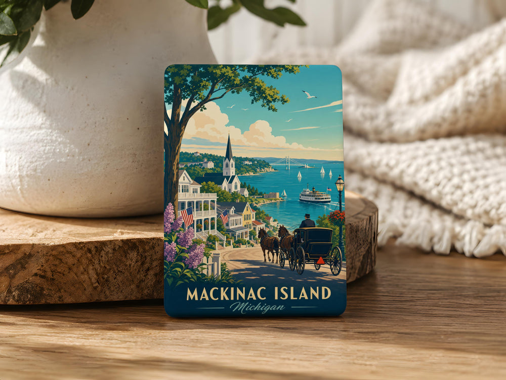 Mackinac Island Michigan Fridge Magnet, Mackinac Island Souvenir Magnet, Michigan Travel Gift, Great Lakes Vacation Keepsake