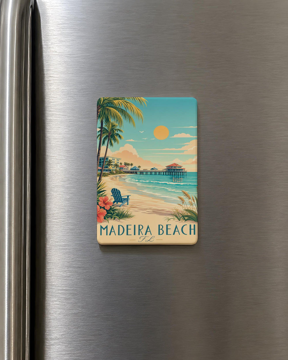 Madeira Beach FL Fridge Magnet, Florida Gulf Coast Souvenir, Beach Vacation Keepsake, Madeira Beach Travel Gift