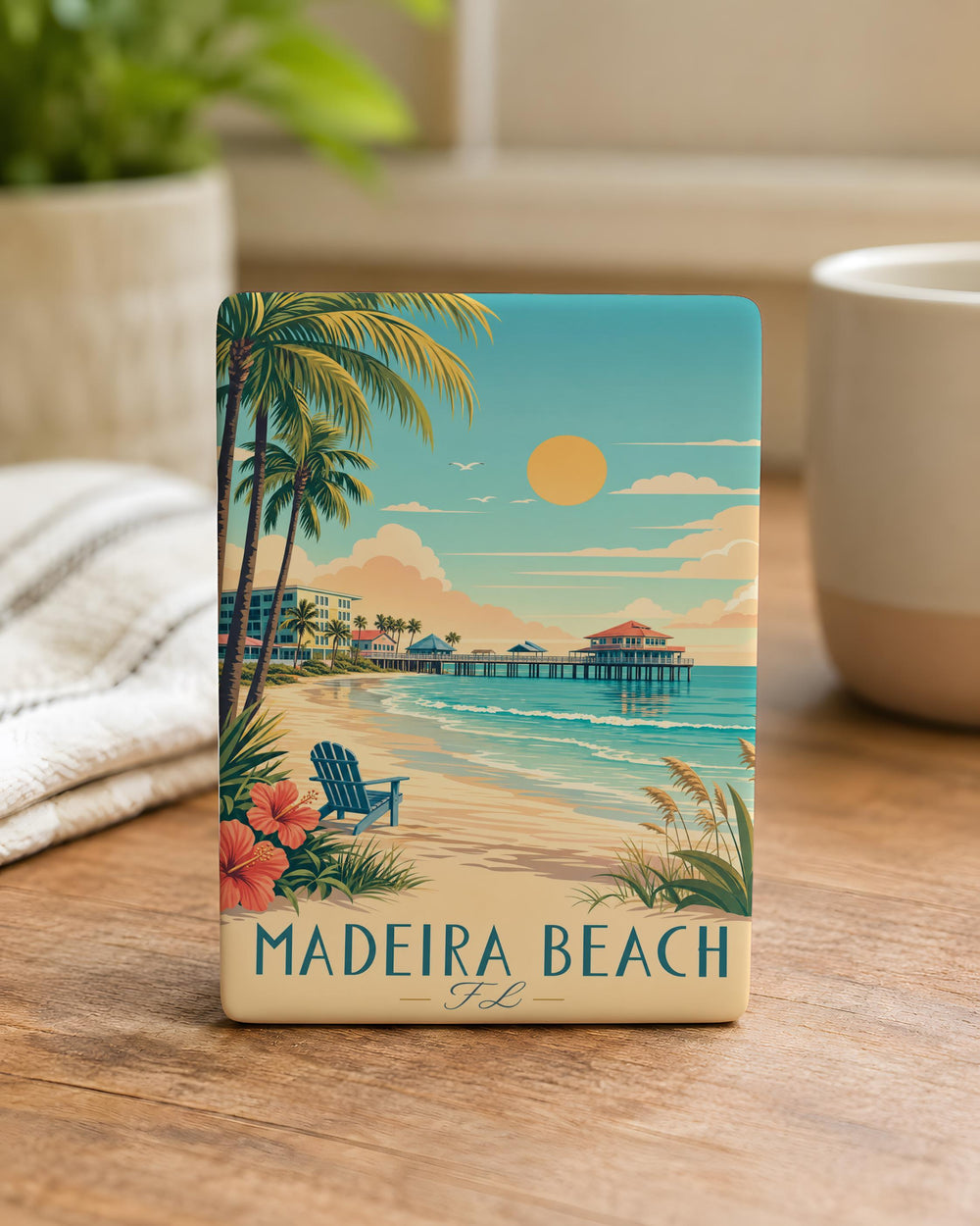 Madeira Beach FL Fridge Magnet, Florida Gulf Coast Souvenir, Beach Vacation Keepsake, Madeira Beach Travel Gift