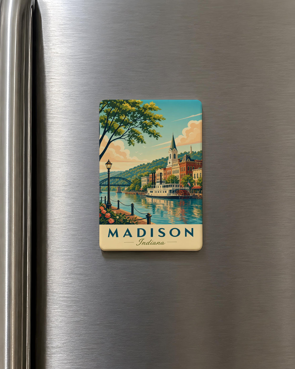 Madison Indiana Fridge Magnet, Madison IN Souvenir Magnet, Historic River Town Gift, Indiana Travel Keepsake Magnet
