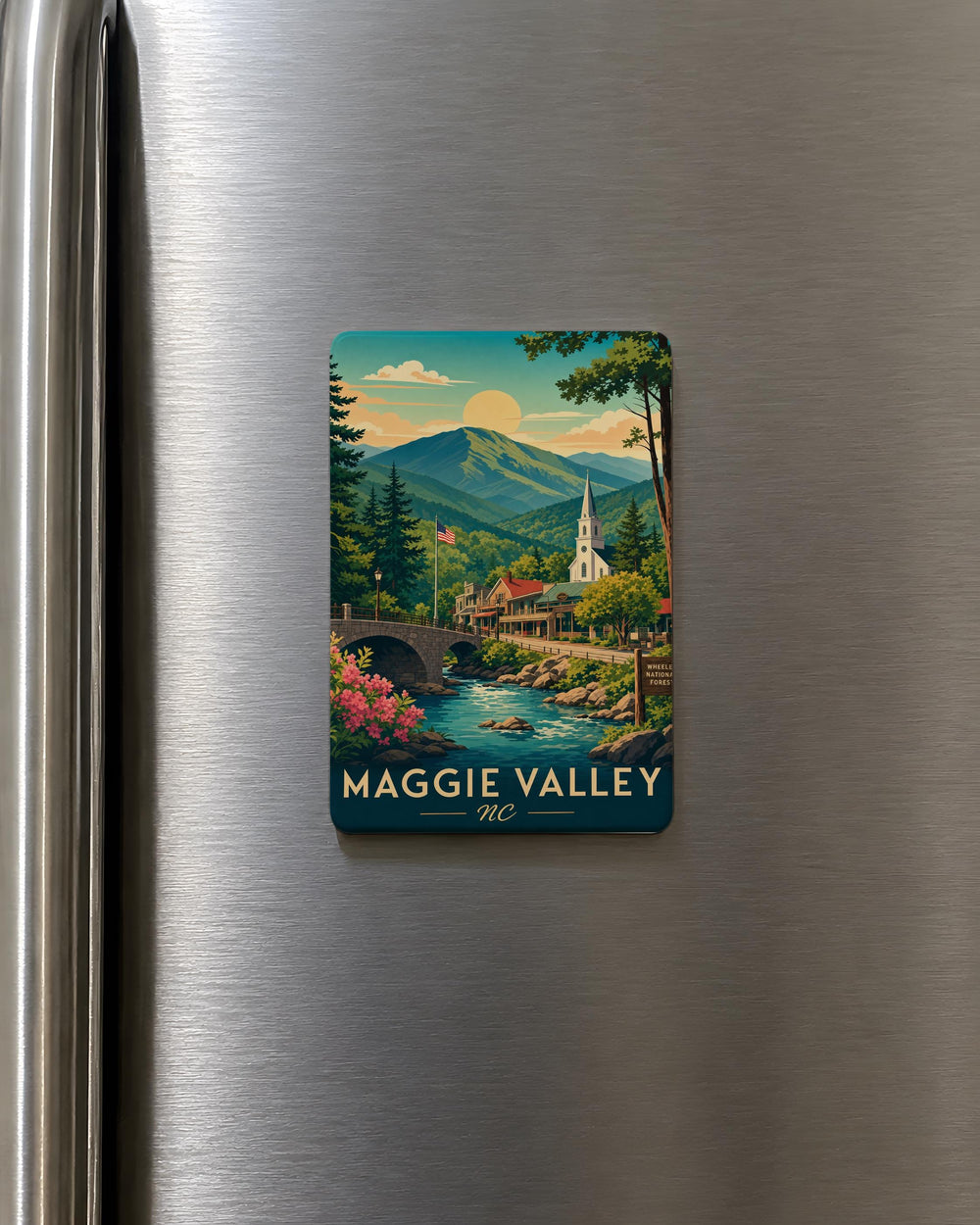 Maggie Valley NC Fridge Magnet, Maggie Valley North Carolina Souvenir Magnet, Smoky Mountains Travel Keepsake Magnet