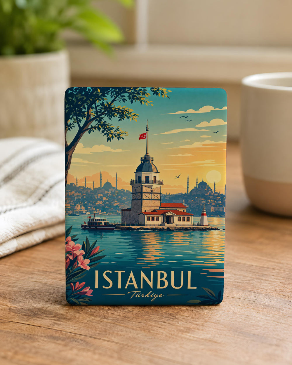 Maidens Tower Fridge Magnet, Istanbul Landmark Souvenir Magnet, Bosphorus Tower Travel Keepsake Magnet