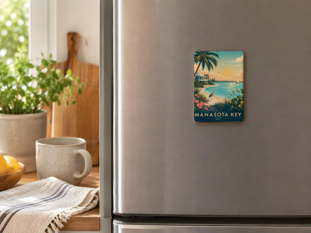 Manasota Key FL Fridge Magnet, Florida Gulf Coast Souvenir Magnet, Manasota Key Beach Gift, Sarasota County Travel Keepsake