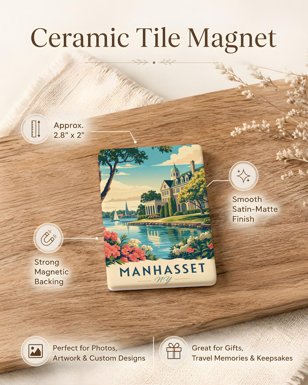 Manhasset NY Fridge Magnet, Manhasset New York Souvenir Magnet, Long Island Travel Keepsake, Manhasset Gift Magnet
