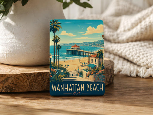 Manhattan Beach CA Fridge Magnet, California Beach Souvenir Magnet, Manhattan Beach Pier Coastal Travel Gift Magnet