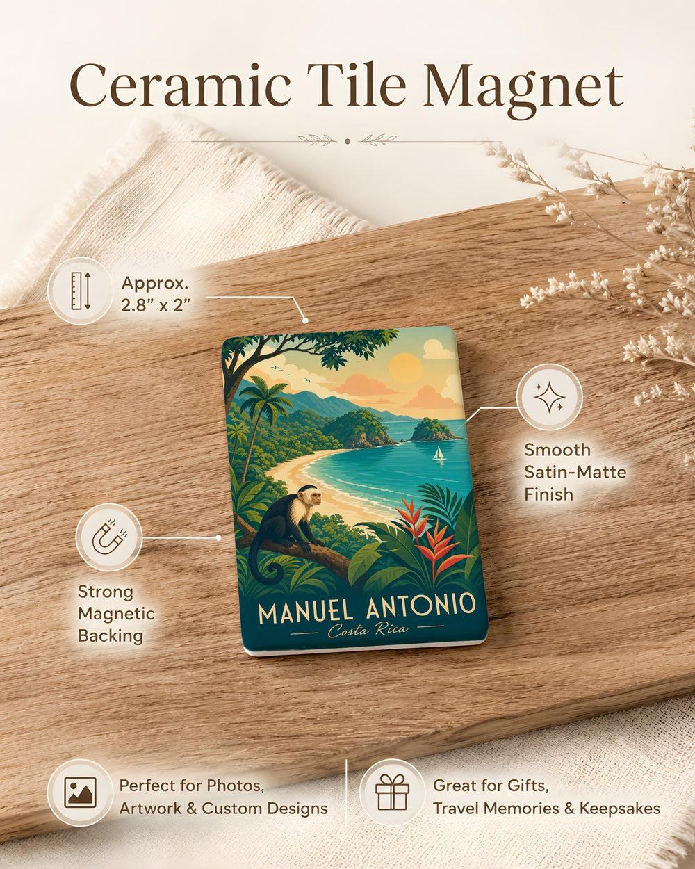 Manuel Antonio Costa Rica Fridge Magnet, Manuel Antonio National Park Souvenir, Costa Rica Travel Gift, Beach Wildlife Magnet