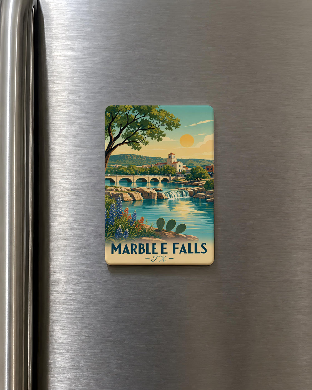 Marble Falls TX Fridge Magnet, Texas Hill Country Souvenir Magnet, Marble Falls Texas Travel Gift, Lake LBJ Keepsake Magnet