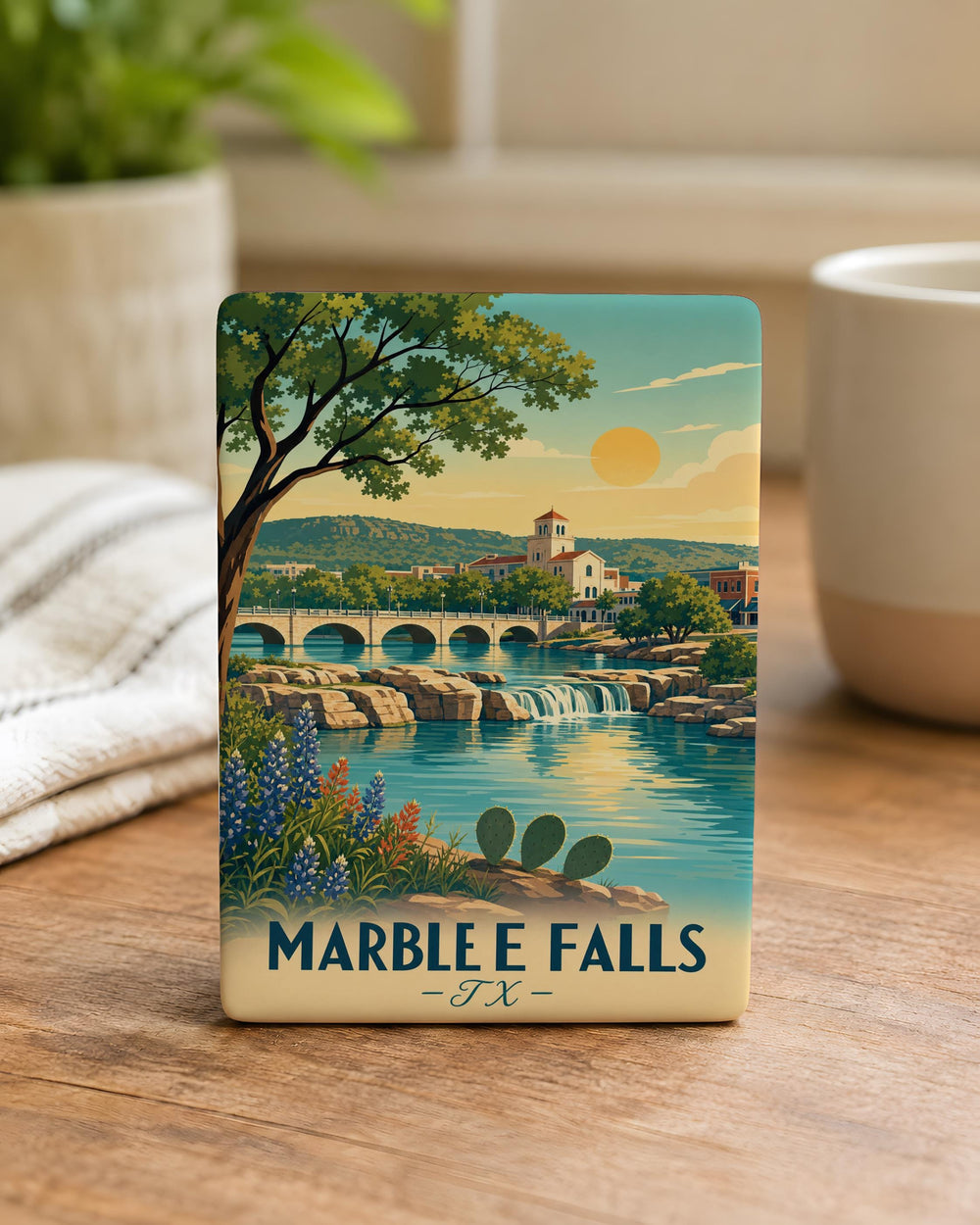 Marble Falls TX Fridge Magnet, Texas Hill Country Souvenir Magnet, Marble Falls Texas Travel Gift, Lake LBJ Keepsake Magnet