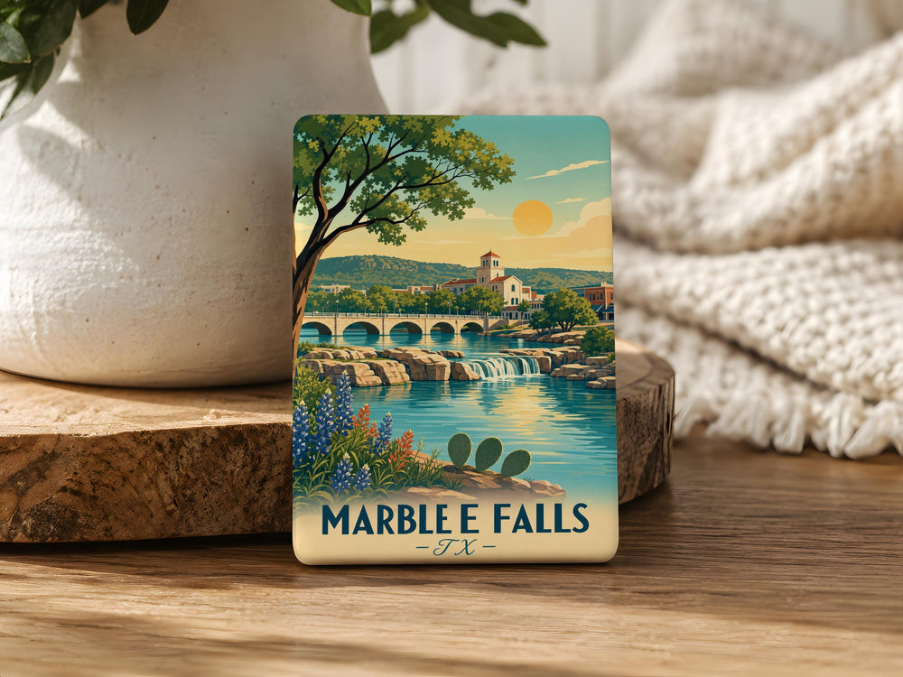 Marble Falls TX Fridge Magnet, Texas Hill Country Souvenir Magnet, Marble Falls Texas Travel Gift, Lake LBJ Keepsake Magnet