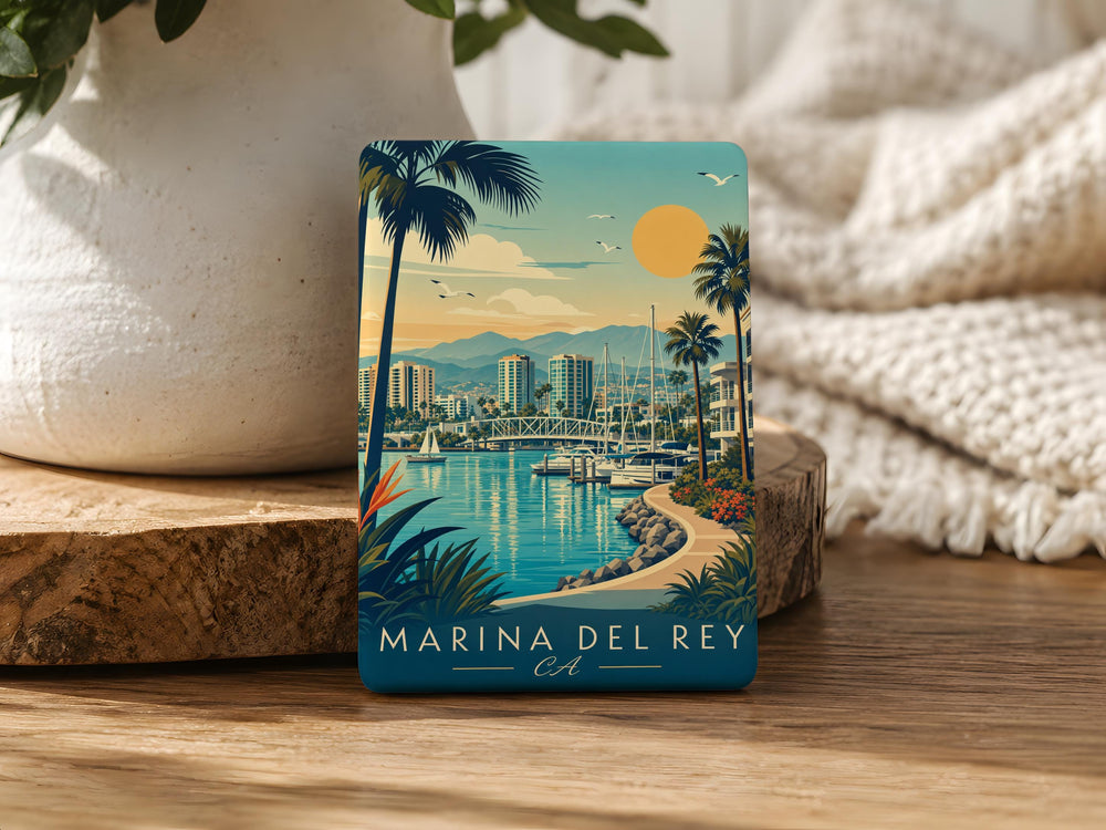 Marina del Rey CA Fridge Magnet, Marina del Rey California Souvenir Magnet, Coastal Harbor Travel Gift, Los Angeles Beach Keepsake