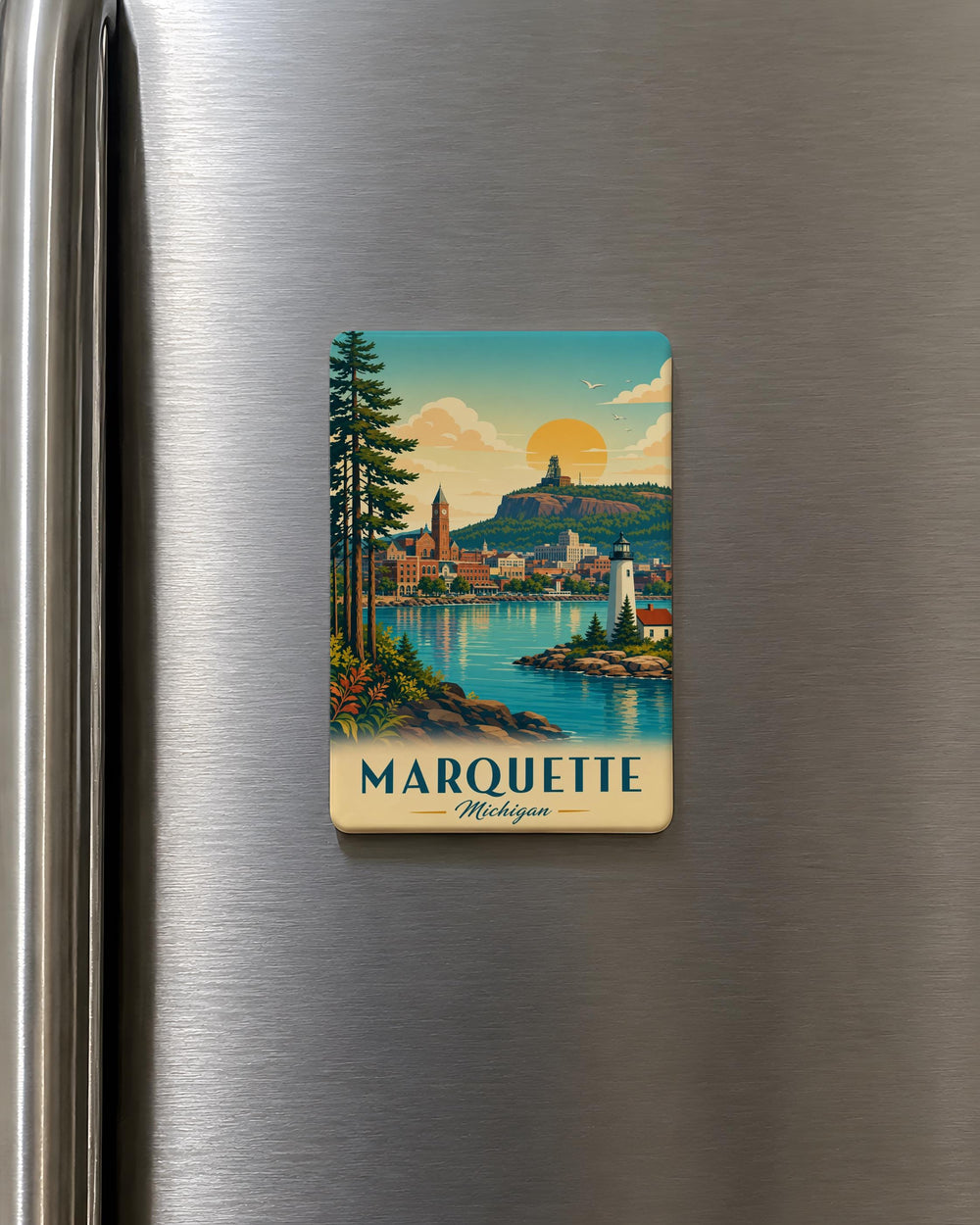 Marquette Michigan Fridge Magnet, Marquette MI Souvenir Magnet, Upper Peninsula Lake Superior Travel Keepsake Magnet
