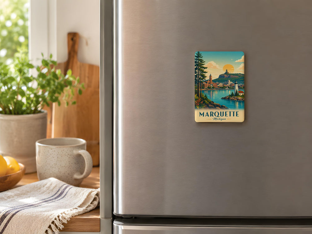 Marquette Michigan Fridge Magnet, Marquette MI Souvenir Magnet, Upper Peninsula Lake Superior Travel Keepsake Magnet