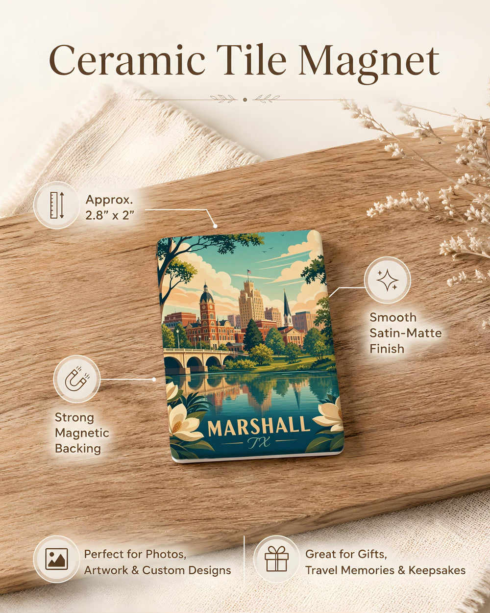 Marshall TX Fridge Magnet, Marshall Texas Souvenir Magnet, Harrison County Travel Gift, East Texas Keepsake Magnet