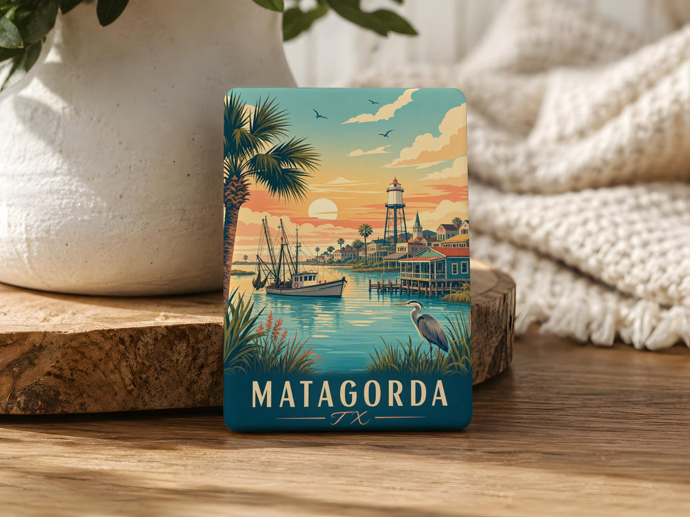 Matagorda TX Fridge Magnet, Matagorda Texas Souvenir Magnet, Coastal Town Travel Keepsake, Gulf Coast Gift