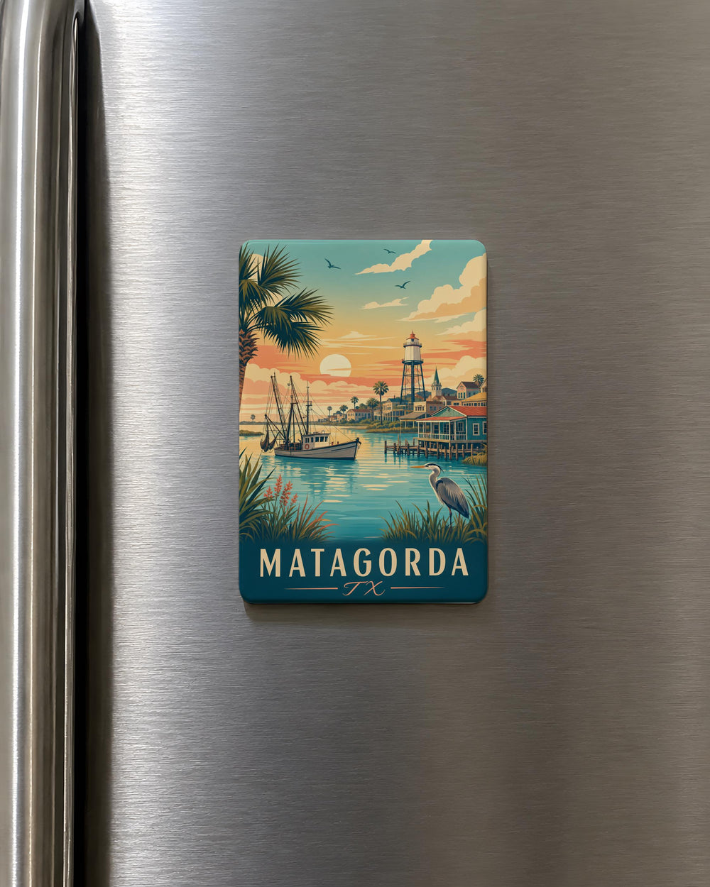 Matagorda TX Fridge Magnet, Matagorda Texas Souvenir Magnet, Coastal Town Travel Keepsake, Gulf Coast Gift