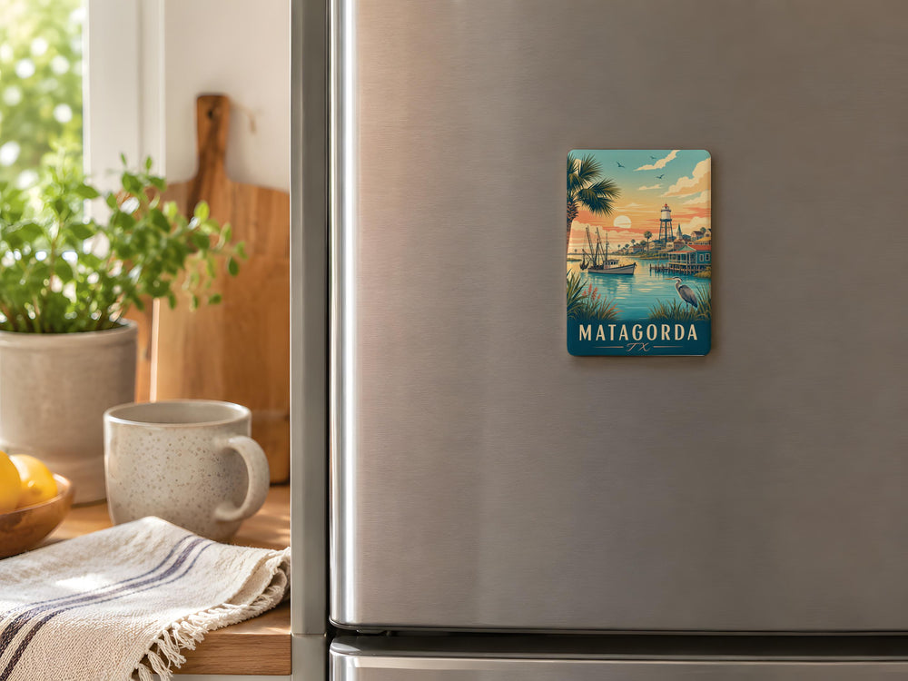 Matagorda TX Fridge Magnet, Matagorda Texas Souvenir Magnet, Coastal Town Travel Keepsake, Gulf Coast Gift
